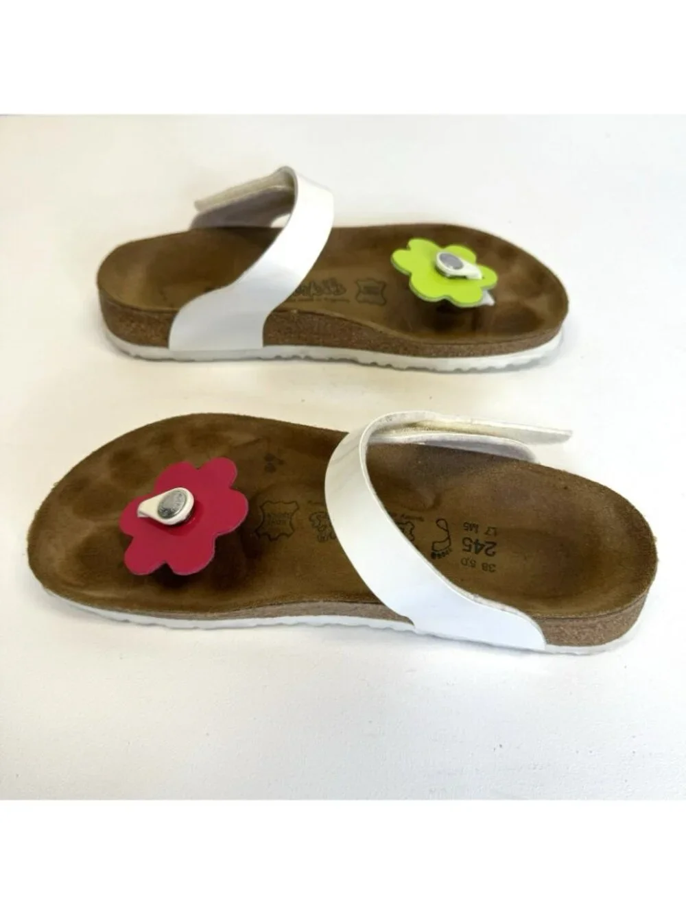 Birkenstock Birki's Tofino Sandals White Interchangeable Flower Size 38 US 7